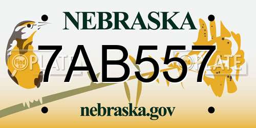 7AB557 Nebraska License Plate