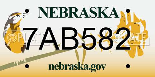 7AB582 Nebraska License Plate