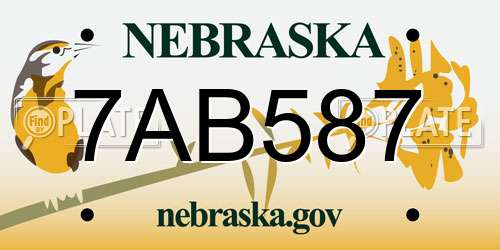 7AB587 Nebraska License Plate