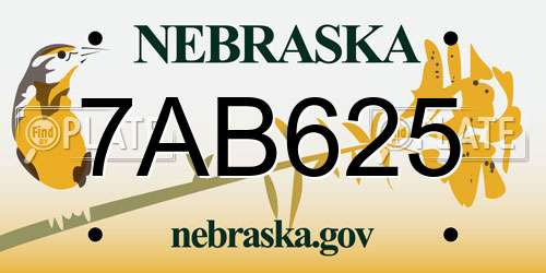 7AB625 Nebraska License Plate