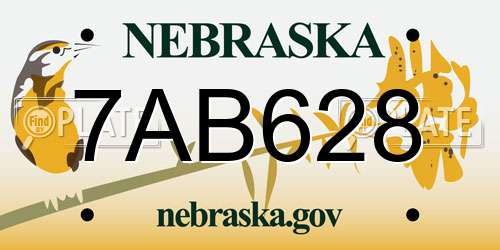 7AB628 Nebraska License Plate