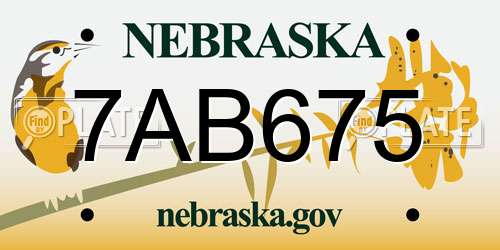 7AB675 Nebraska License Plate