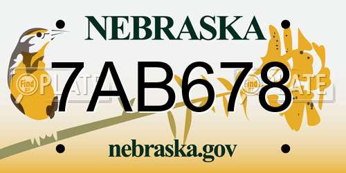 7AB678 Nebraska License Plate