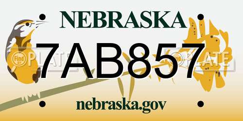 7AB857 Nebraska License Plate