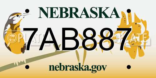 7AB887 Nebraska License Plate