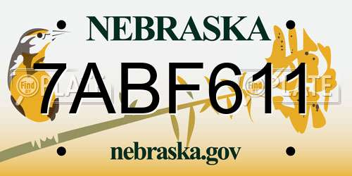 7ABF611 Nebraska License Plate