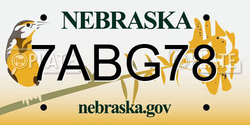 7ABG78 Nebraska License Plate
