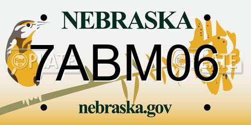 7ABM06 Nebraska License Plate