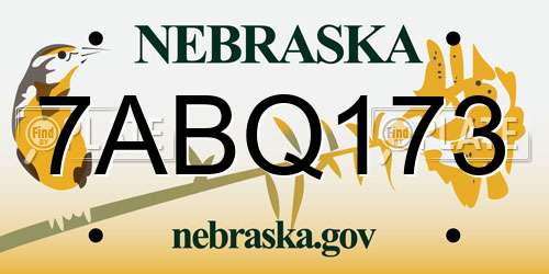 7ABQ173 Nebraska License Plate