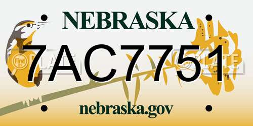 7AC7751 Nebraska License Plate
