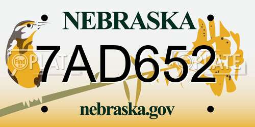 7AD652 Nebraska License Plate