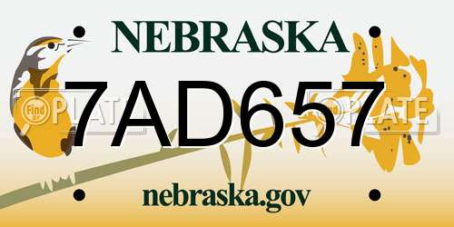 7AD657 Nebraska License Plate