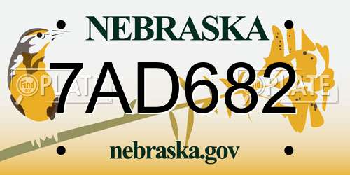 7AD682 Nebraska License Plate