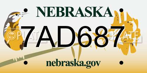 7AD687 Nebraska License Plate