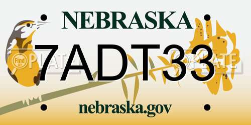 7ADT33 Nebraska License Plate
