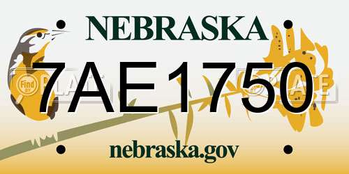 7AE1750 Nebraska License Plate