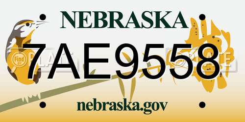 7AE9558 Nebraska License Plate