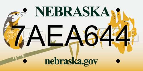 7AEA644 Nebraska License Plate