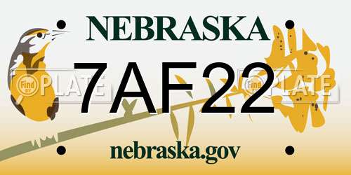 7AF22 Nebraska License Plate