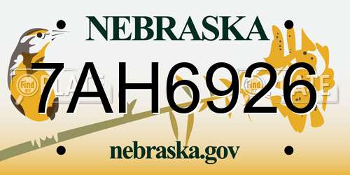 7AH6926 Nebraska License Plate