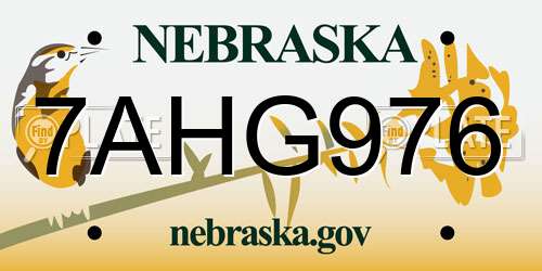 7AHG976 Nebraska License Plate