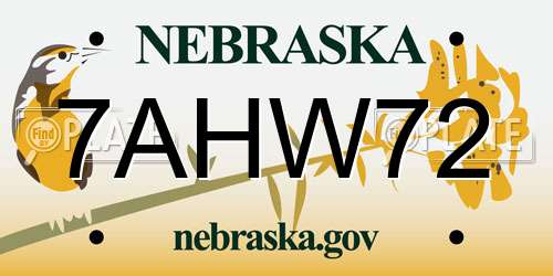 7AHW72 Nebraska License Plate