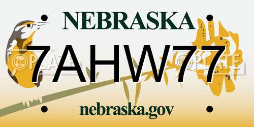7AHW77 Nebraska License Plate