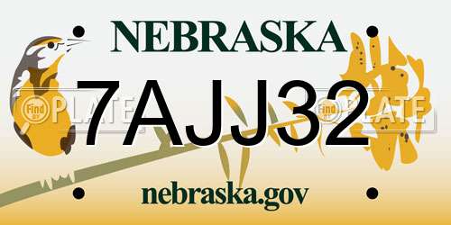 7AJJ32 Nebraska License Plate