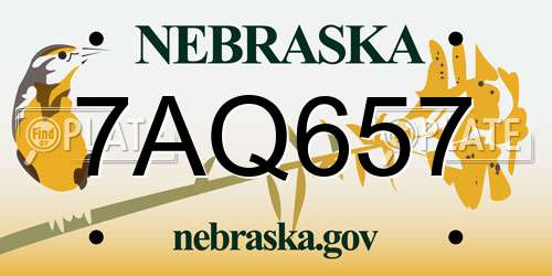 7AQ657 Nebraska License Plate