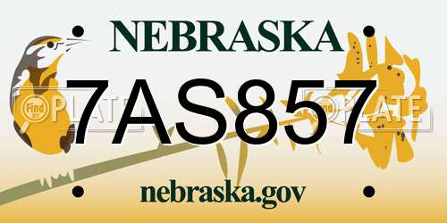 7AS857 Nebraska License Plate