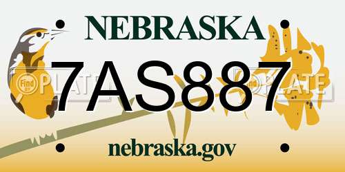 7AS887 Nebraska License Plate