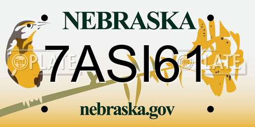 7ASI61 Nebraska License Plate