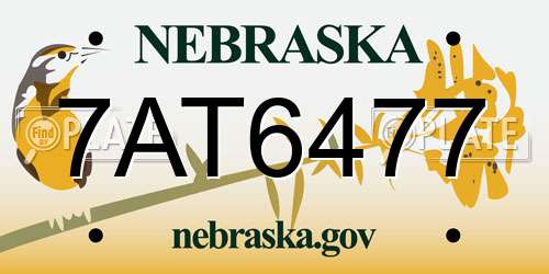 7AT6477 Nebraska License Plate