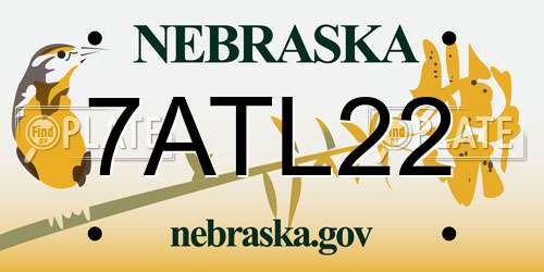 7ATL22 Nebraska License Plate