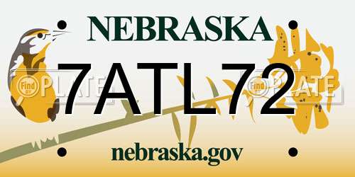 7ATL72 Nebraska License Plate