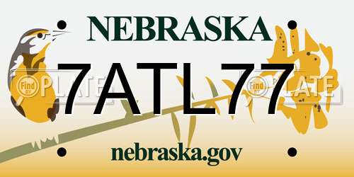 7ATL77 Nebraska License Plate