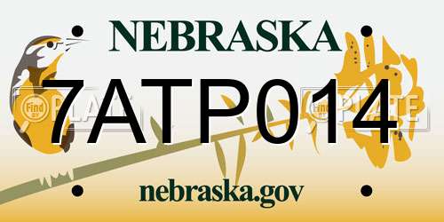 7ATP014 Nebraska License Plate