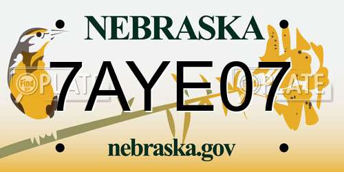 7AYE07 Nebraska License Plate