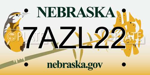 7AZL22 Nebraska License Plate