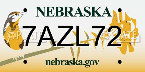 7AZL72 Nebraska License Plate