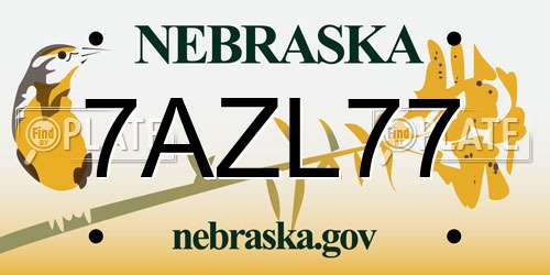 7AZL77 Nebraska License Plate