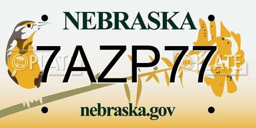 7AZP77 Nebraska License Plate