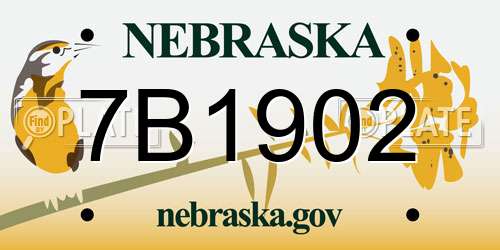 7B1902 Nebraska License Plate