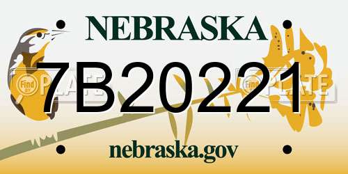 7B20221 Nebraska License Plate
