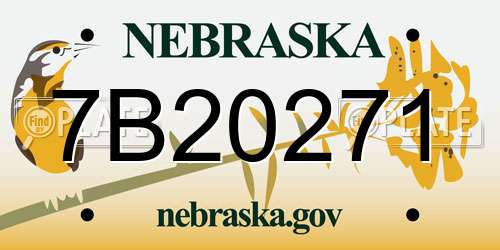 7B20271 Nebraska License Plate