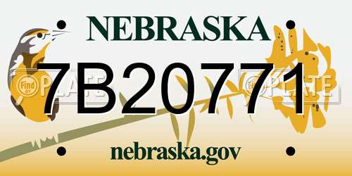 7B20771 Nebraska License Plate