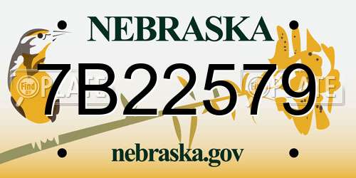 7B22579 Nebraska License Plate