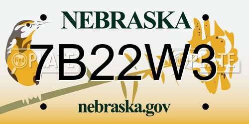 7B22W3 Nebraska License Plate