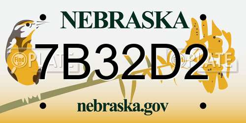 7B32D2 Nebraska License Plate