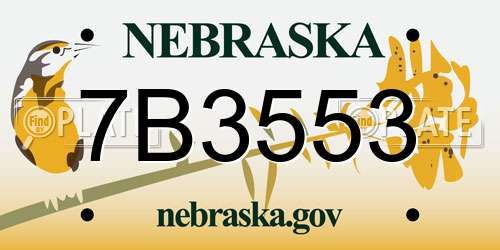 7B3553 Nebraska License Plate